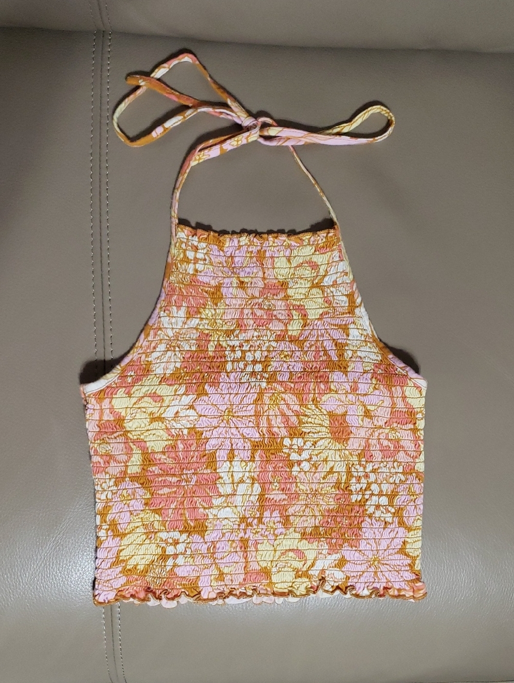 Billabong Smocked Floral Halter Crop Top/"Feels Like Summer" Tank Top. Size XS/S